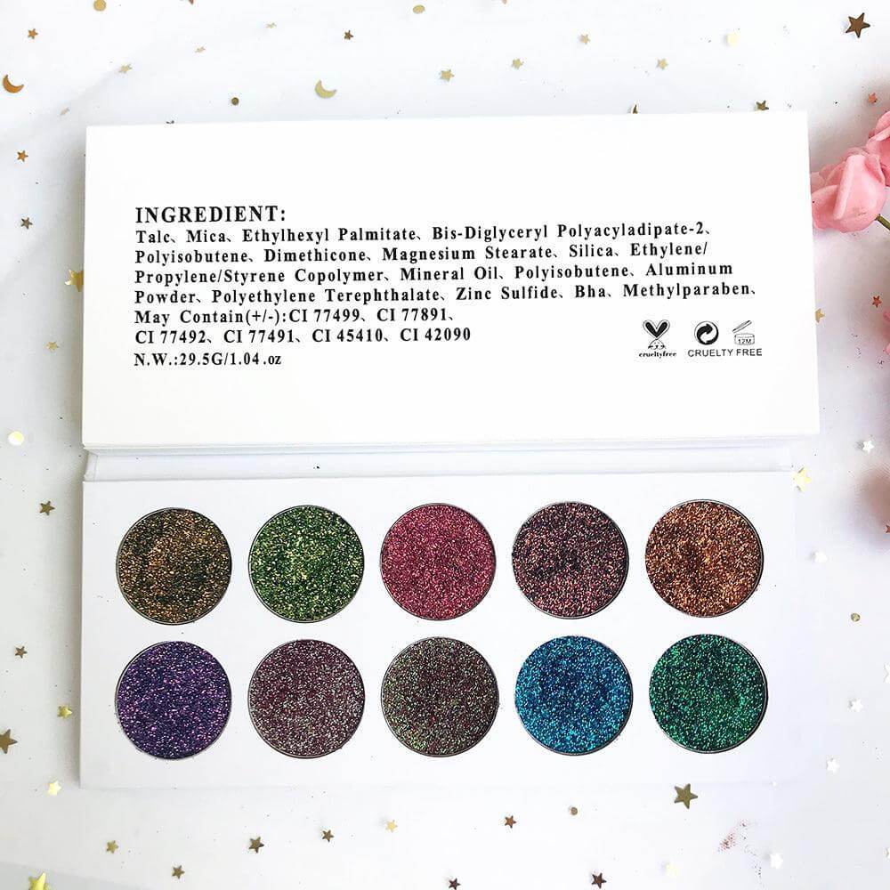 10 Colors Chrome Pressed Eyeshadow Palettes - Shmily Beauty