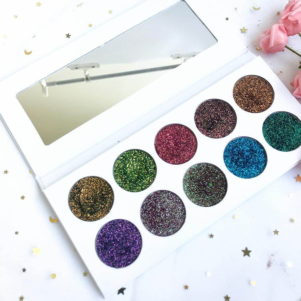 10 Colors Chrome Pressed Eyeshadow Palettes - Shmily Beauty
