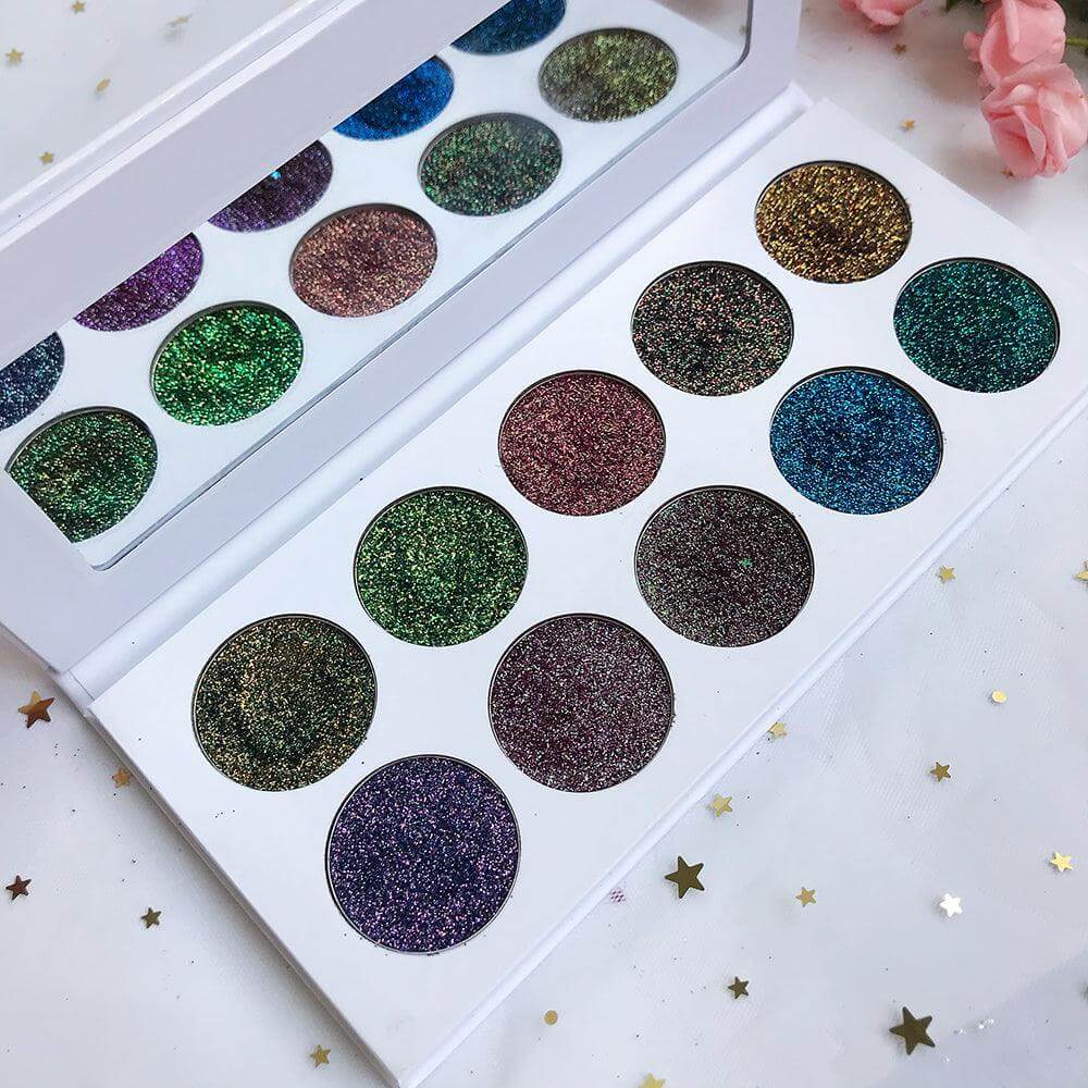 10 Colors Chrome Pressed Eyeshadow Palettes - Shmily Beauty