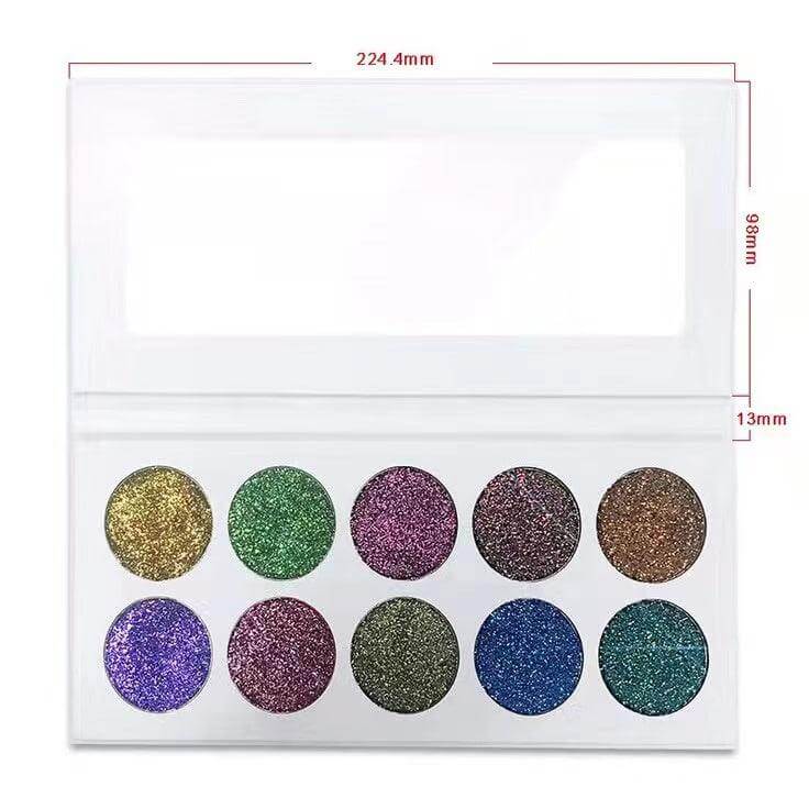 10 Colors Chrome Pressed Eyeshadow Palettes - Shmily Beauty