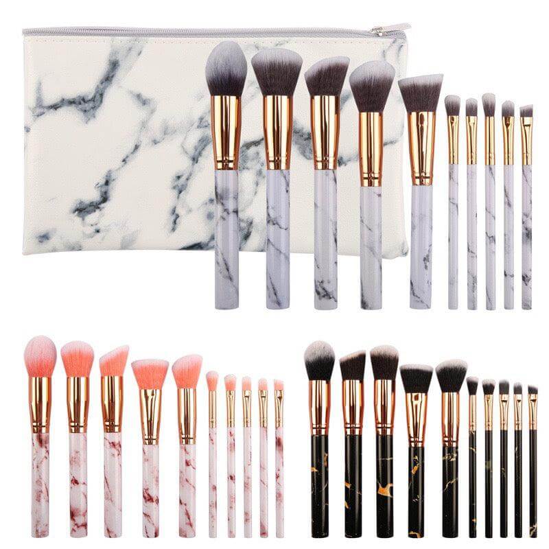 10pcs Marble Brushes Face Cosmetics Private Label Makeup Brush Set - Shmily Beauty