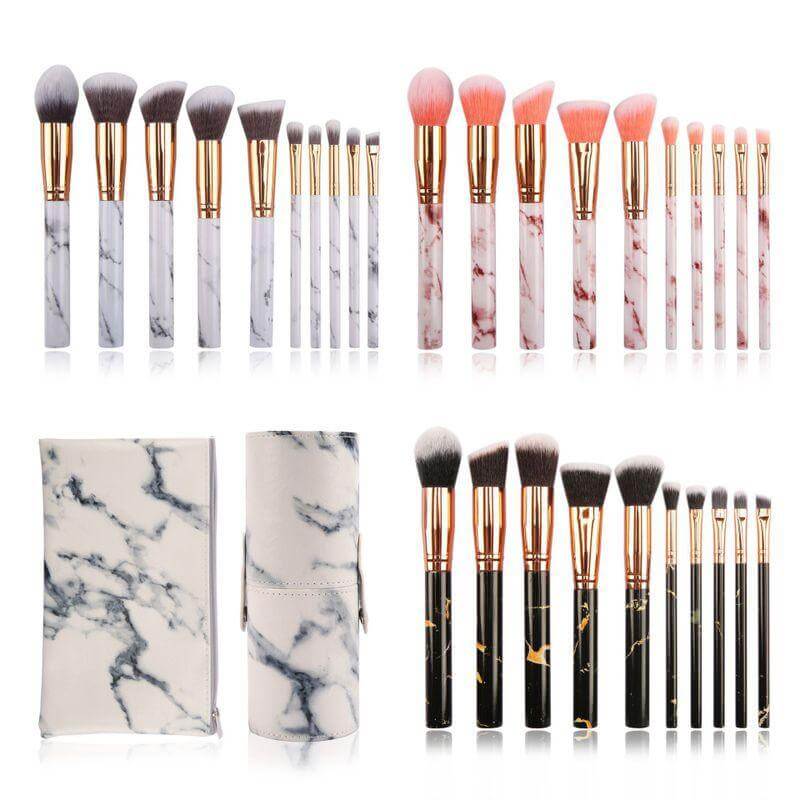 10pcs Marble Brushes Face Cosmetics Private Label Makeup Brush Set - Shmily Beauty