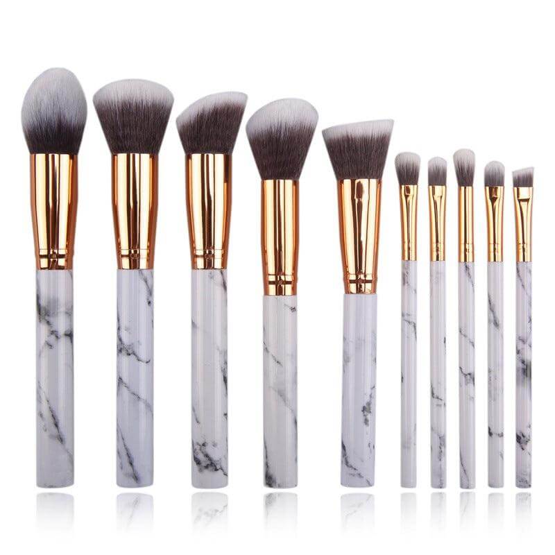 10pcs Marble Brushes Face Cosmetics Private Label Makeup Brush Set - Shmily Beauty