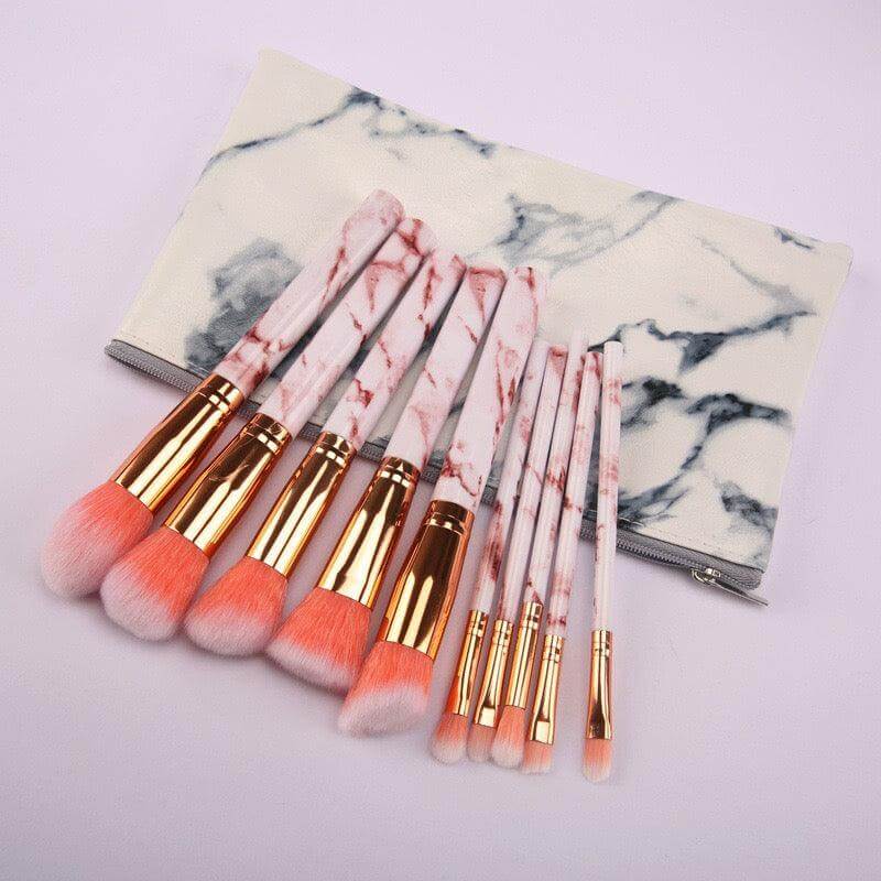 10pcs Marble Brushes Face Cosmetics Private Label Makeup Brush Set - Shmily Beauty