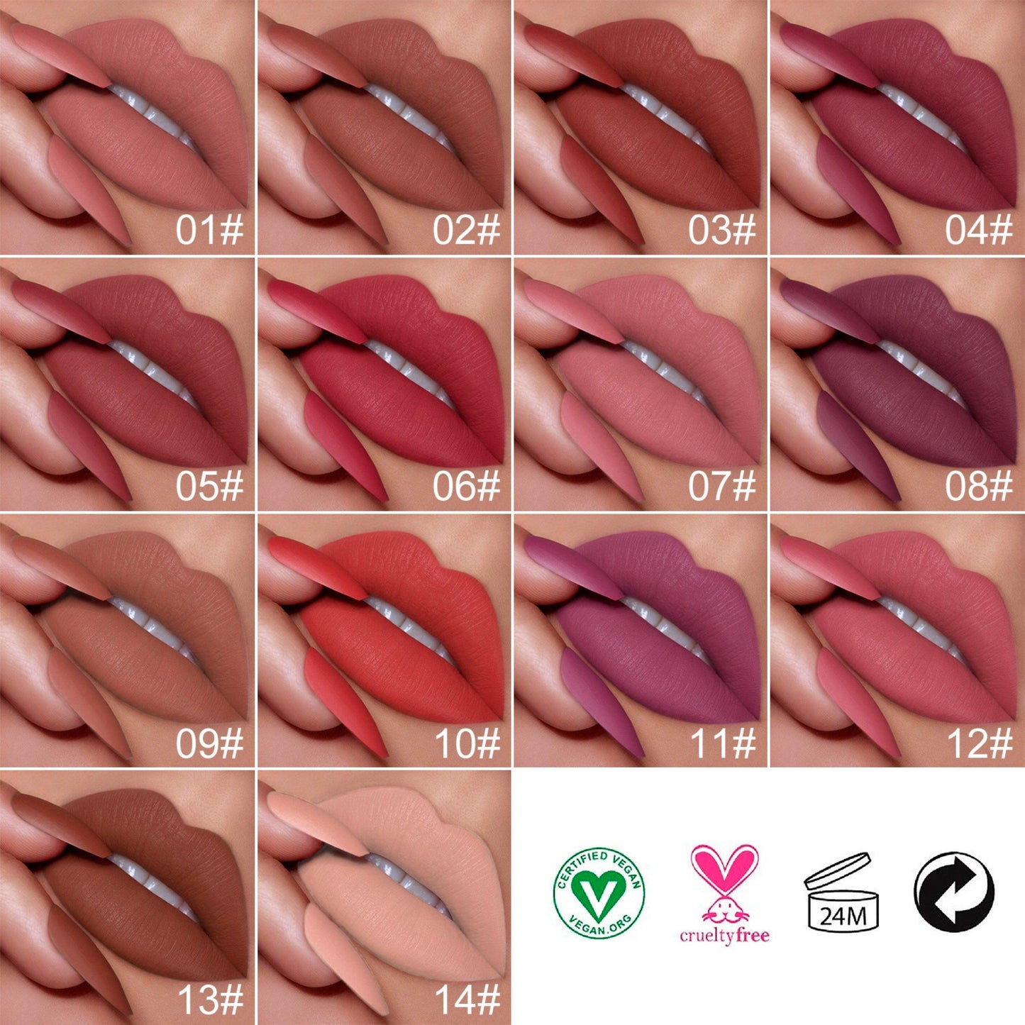 14 Colors Waterproof Matte Lipstick Long Lasting Moisturize Bullet Lipstick - Shmily Beauty