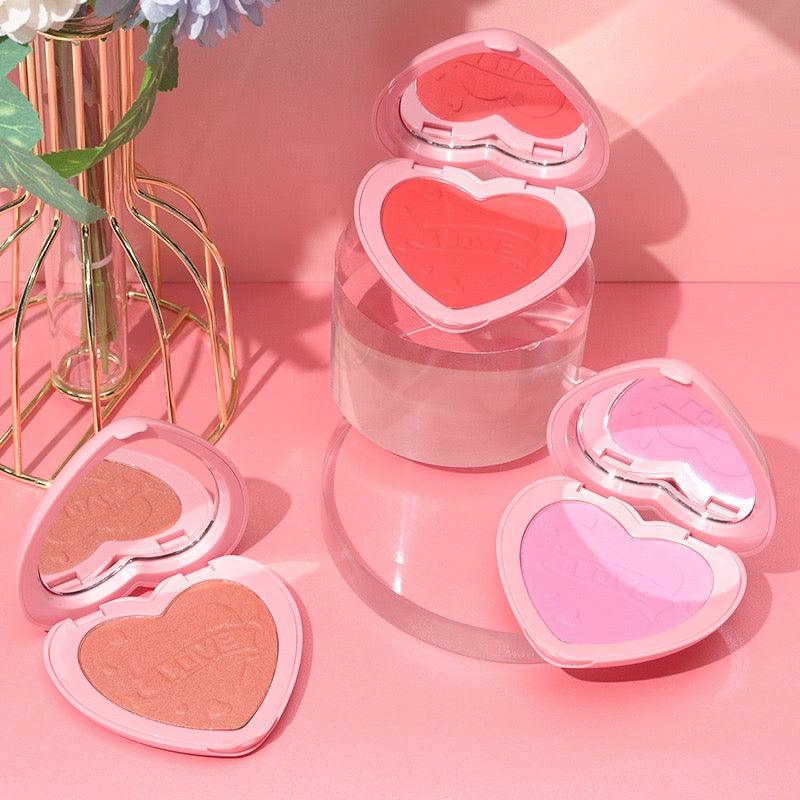 3 Color Heart Shape Contour Highlight Blush Vegan Blush Palette - Shmily Beauty