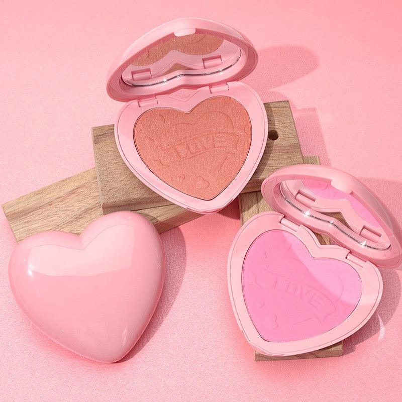3 Color Heart Shape Contour Highlight Blush Vegan Blush Palette - Shmily Beauty