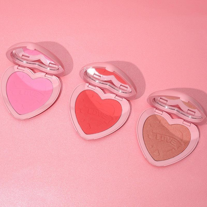 3 Color Heart Shape Contour Highlight Blush Vegan Blush Palette - Shmily Beauty
