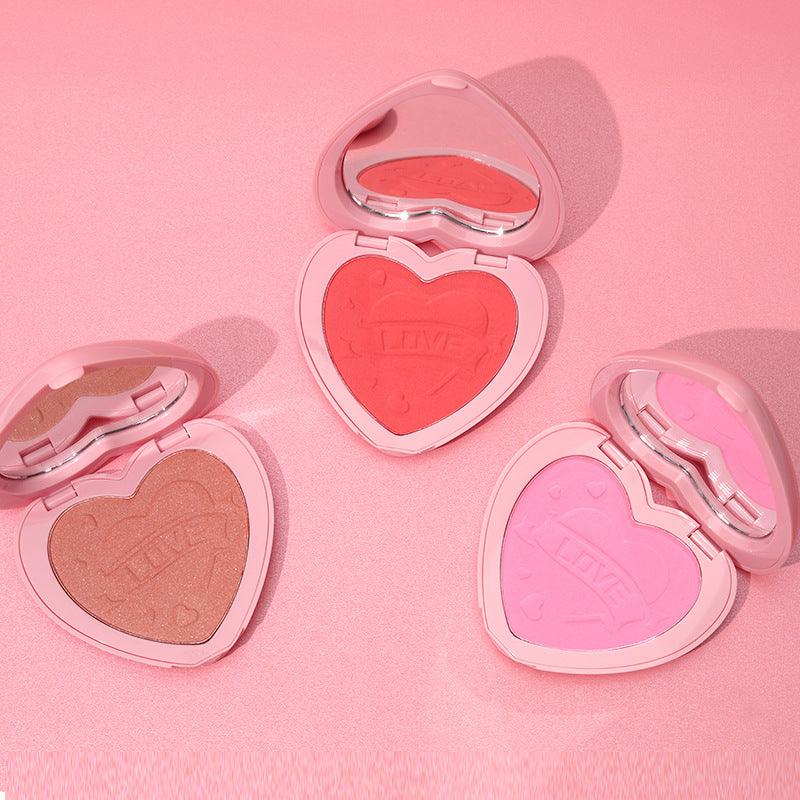 3 Color Heart Shape Contour Highlight Blush Vegan Blush Palette - Shmily Beauty