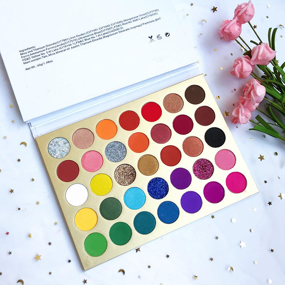 35 Pressed Glitter High Pigment Eye Shadow Stamp Pallets Vendors Private Label Eyeshadow Palettes - Shmily Beauty