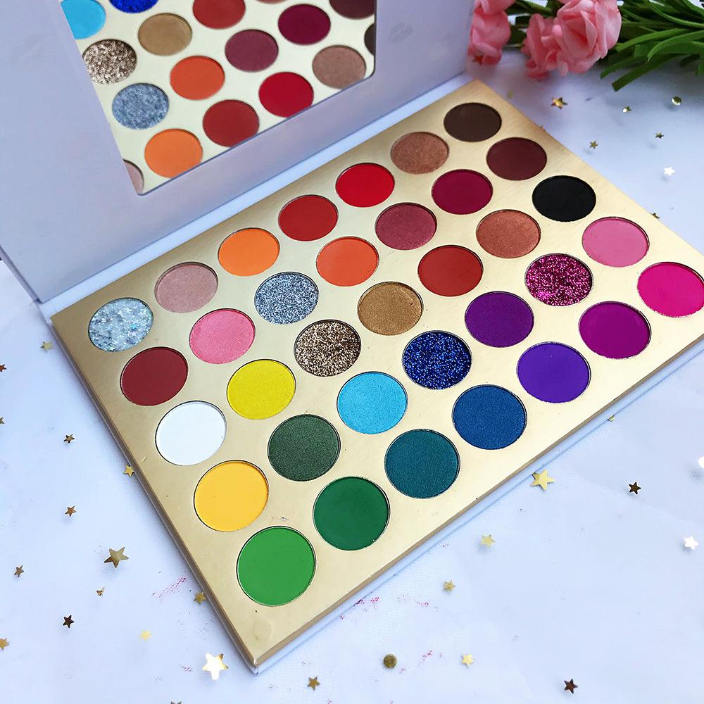 35 Pressed Glitter High Pigment Eye Shadow Stamp Pallets Vendors Private Label Eyeshadow Palettes - Shmily Beauty