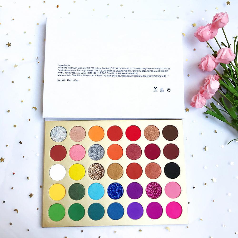 35 Pressed Glitter High Pigment Eye Shadow Stamp Pallets Vendors Private Label Eyeshadow Palettes - Shmily Beauty