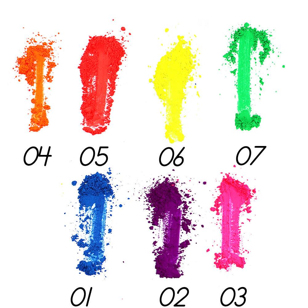 7 Colors Neon Single Loose Eyeshadows With Puff - Shmily Beauty