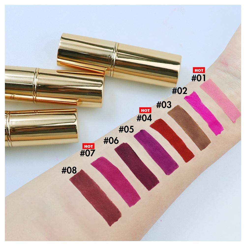 8 Colors Matte Golden Round Tube Lipsticks Wholesale - Shmily Beauty