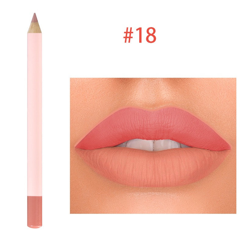 18 Color Lipliner Pencil Matte Vegan Waterproof Crayon Lip Liner