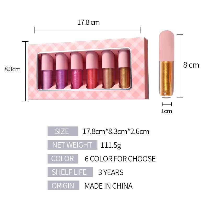 Glitter 6 In 1 Liquid Lipstick Sets Private Label Liquid Lipstick Sets - Shmily Beauty