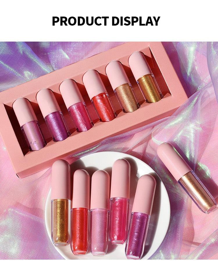 Glitter 6 In 1 Liquid Lipstick Sets Private Label Liquid Lipstick Sets - Shmily Beauty