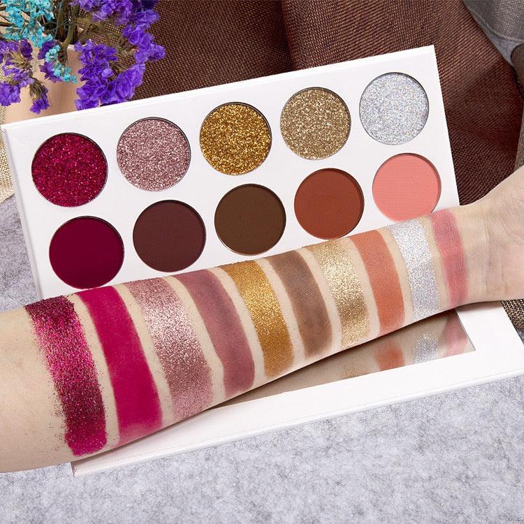 Makeup Cosmetic Eyeshadow Palette Glimmer Matte DIY Pigment Eyeshadow 10 Colors Square - Shmily Beauty