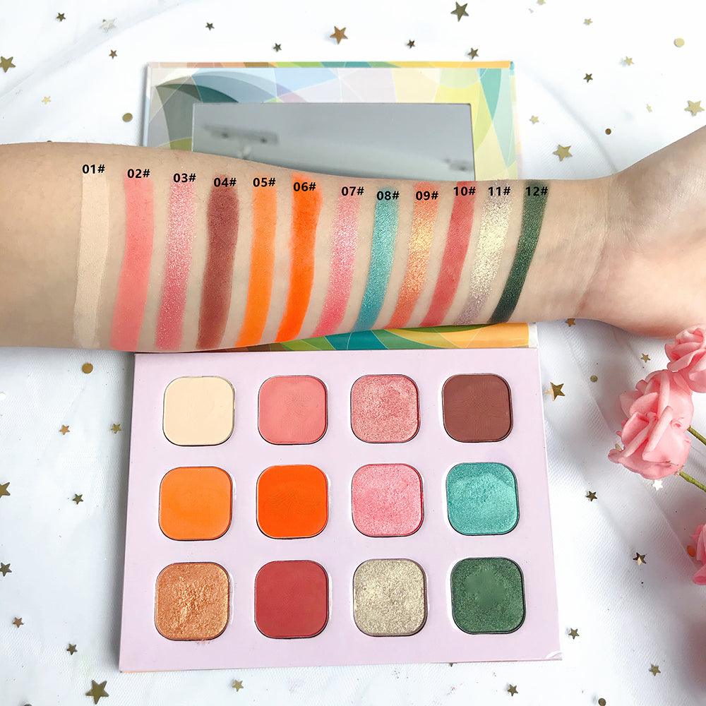 New Make Up Eye Shadow Cosmetics Custom Glitter 12 Colors Private Label Eyeshadow Palettes - Shmily Beauty