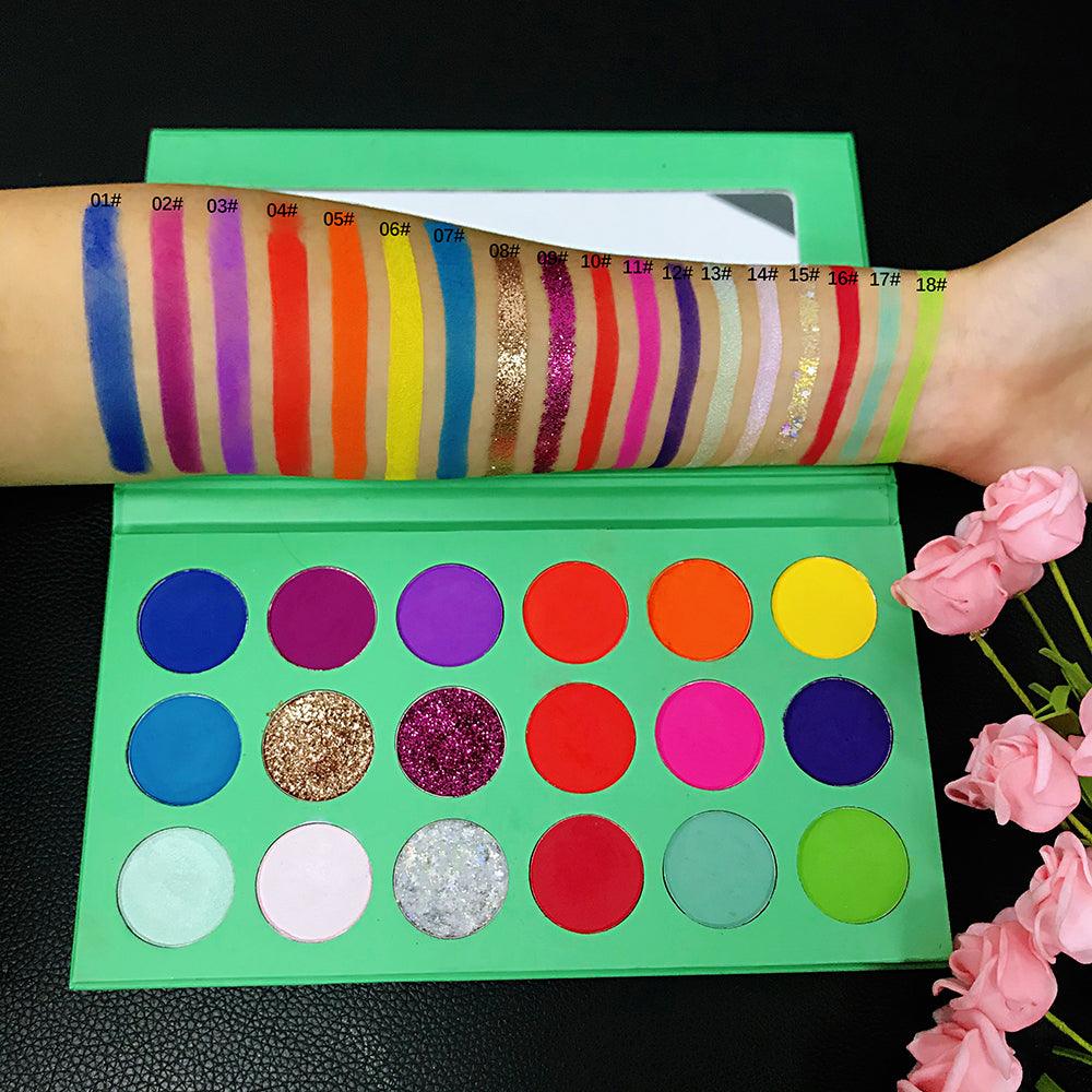 Wholesale 18 Colors Custom Beauty Glitter Matte Eye shadow Private Label High Pigment Eyeshadow Palettes - Shmily Beauty