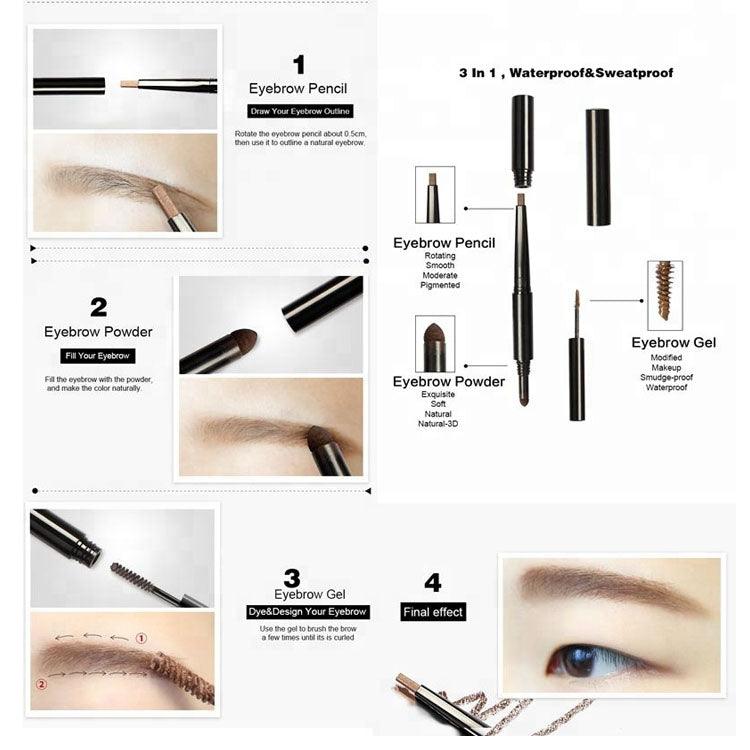 Wholesale Eye Brow Private Label 3 In 1 Tint Waterproof Brown Eyebrows Pencil - Shmily Beauty