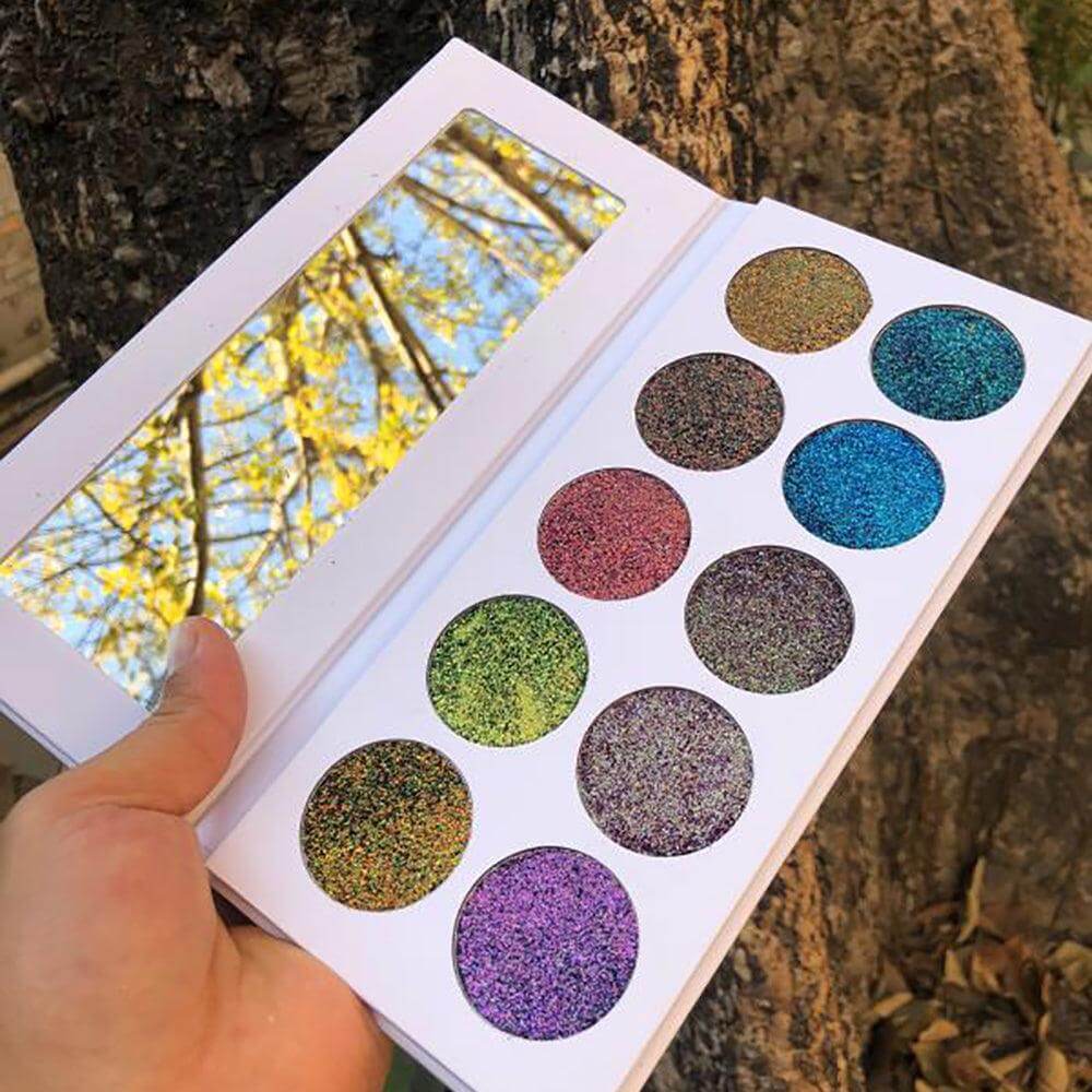 10 Colors Chrome Pressed Eyeshadow Palettes - Shmily Beauty