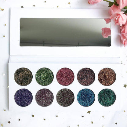 10 Colors Chrome Pressed Eyeshadow Palettes - Shmily Beauty