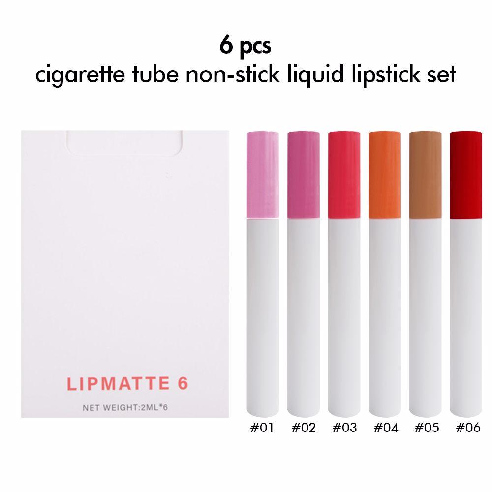 6 Pcs Cigarette Tube Non-stick Liquid Matte Lipstick Set - Shmily Beauty