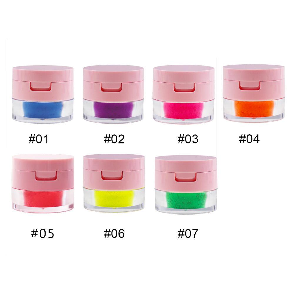 7 Colors Neon Single Loose Eyeshadows With Puff - Shmily Beauty