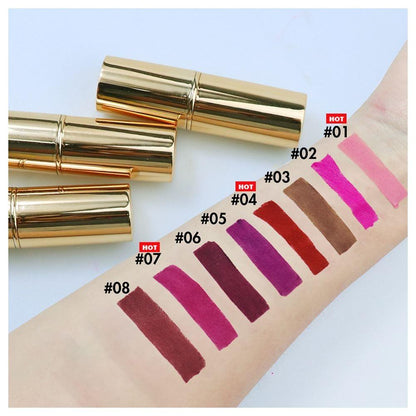 8 Colors Matte Golden Round Tube Lipsticks Wholesale - Shmily Beauty
