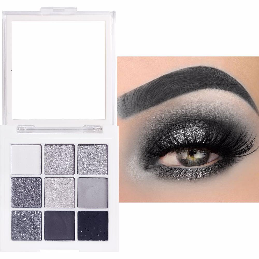 9 Colors Black and White Smoky Makeup Eyeshadow Palette - Shmily Beauty