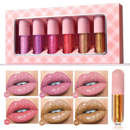 Glitter 6 In 1 Liquid Lipstick Sets Private Label Liquid Lipstick Sets - Shmily Beauty