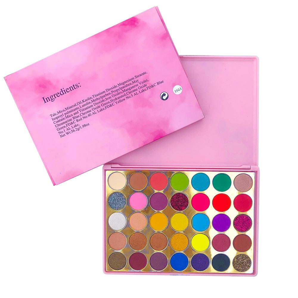 High Pigment 35 Colors Custom Beauty Glitter Matte Eye shadow Plastic Eyeshadow Palettes Private Label - Shmily Beauty
