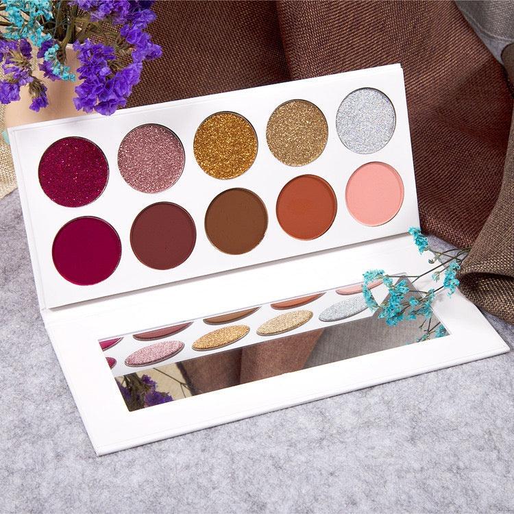 Makeup Cosmetic Eyeshadow Palette Glimmer Matte DIY Pigment Eyeshadow 10 Colors Square - Shmily Beauty